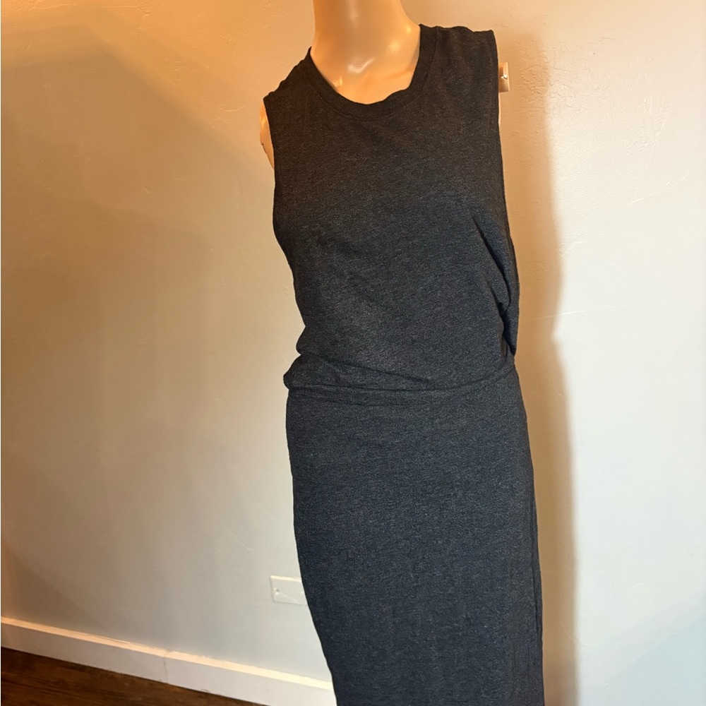 Monrow Dark Gray Knot Back Sleeveless Midi Dress Size Large NWT